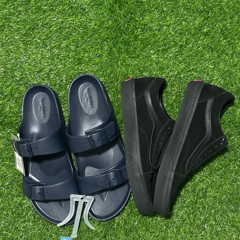 Vans Black Sneakers and Navy Sandals Combo